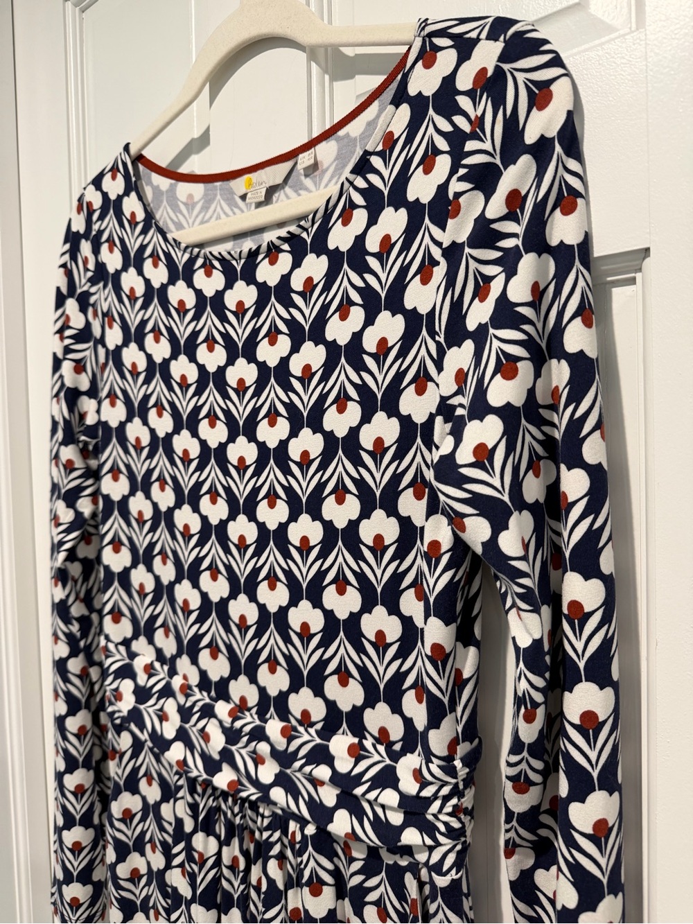 Boden Abigail Long Sleeve Jersey Dress Navy Mod Floral Print Size US 4 - Picture 3 of 7